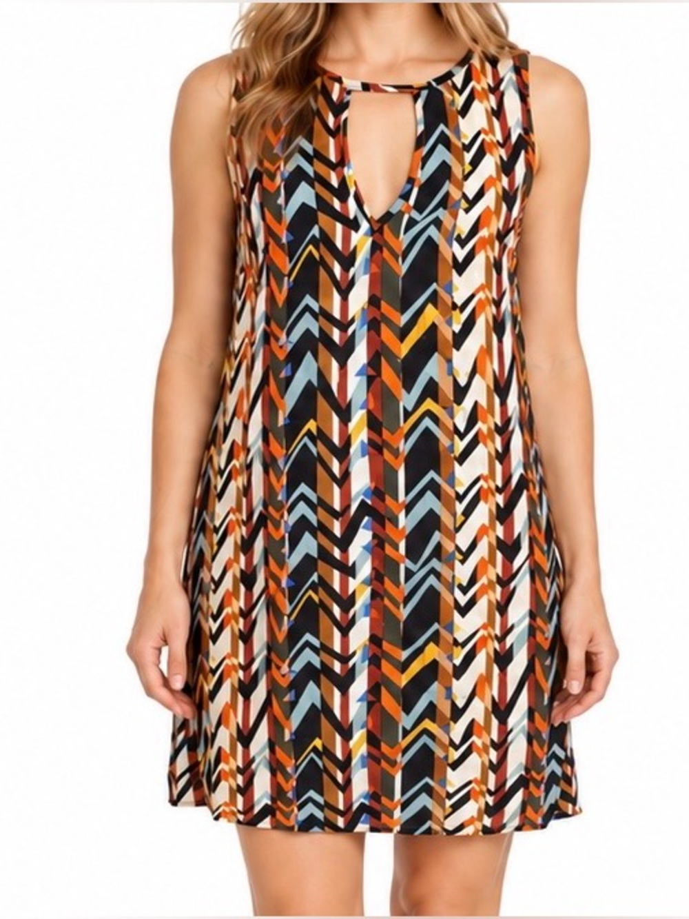 Michael Stars Multicolor Geometric Keyhole Mini Shift Dress Size XS